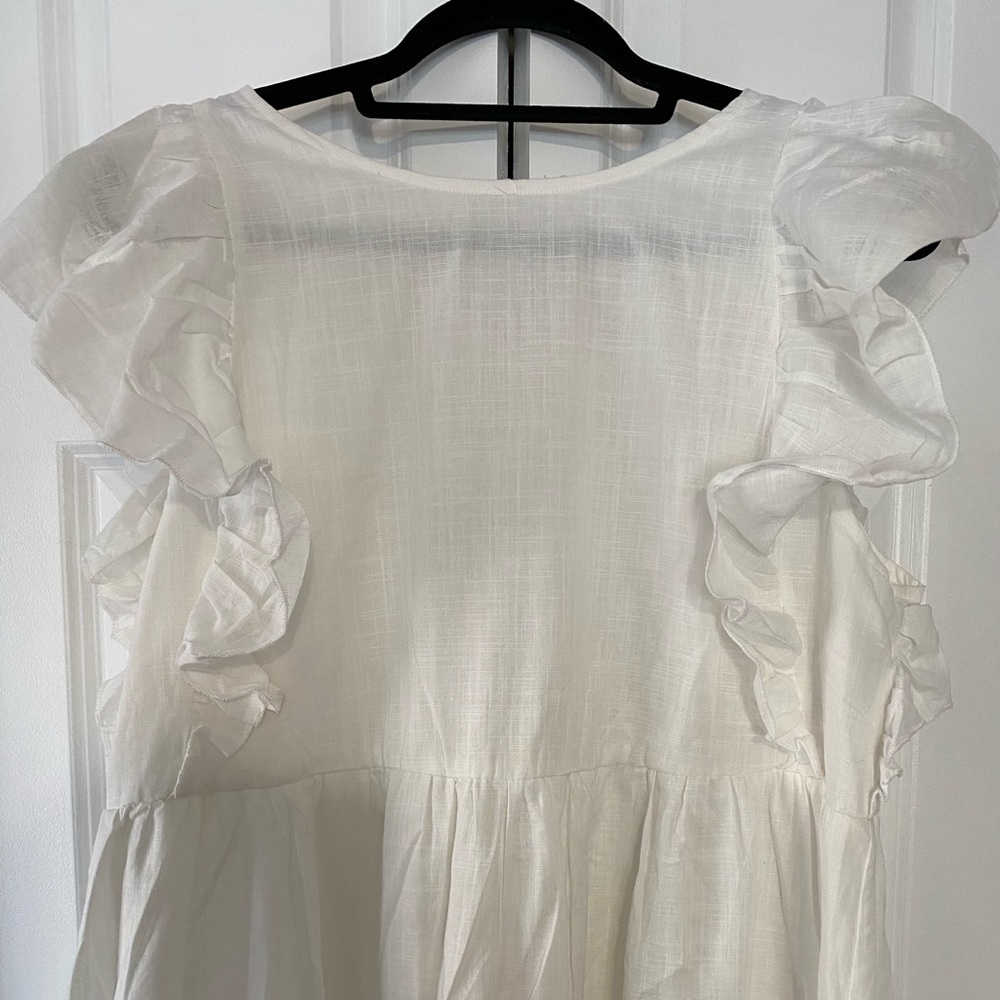White Linen-like dress